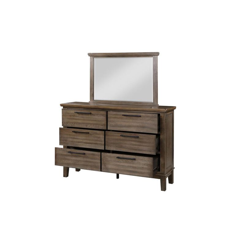 New Classic Furniture Furniture Cagney Solid Wood 6-Drawer Dresser in Vintage Brown