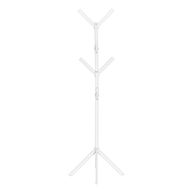 Monarch Specialties I 2059 Coat Rack, Hall Tree, Free Standing, 8 Hooks, Entryway, 70"H, Bedroom, Metal, White, Contemporary, Modern
