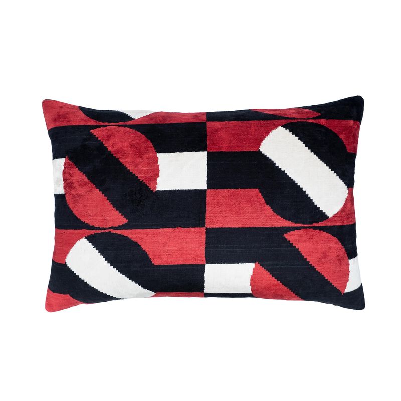 Gabon Silk Velvet Ikat Pillow, 16" X 24"