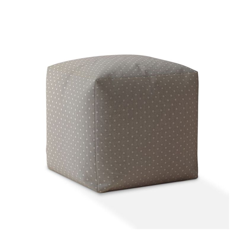 Homezia 17" Grey Polka Dots Pouf Ottoman