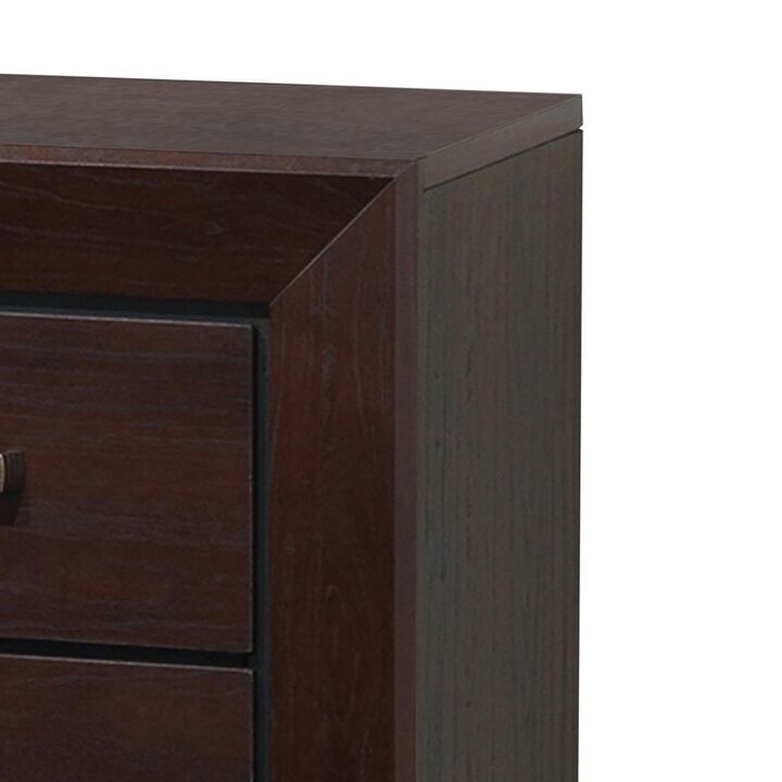 Chic Side Nightstand, Dark Cocoa Brown-Benzara