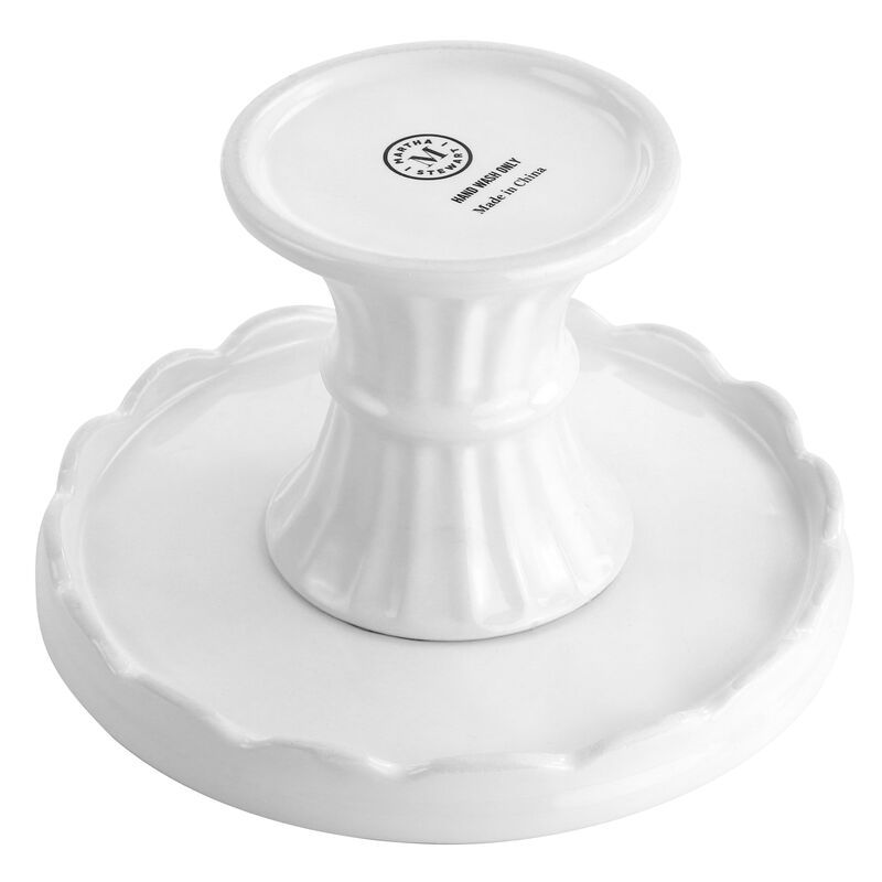 Martha Stewart Elevated 8 Inch Small Stoneware Cake Stand in White