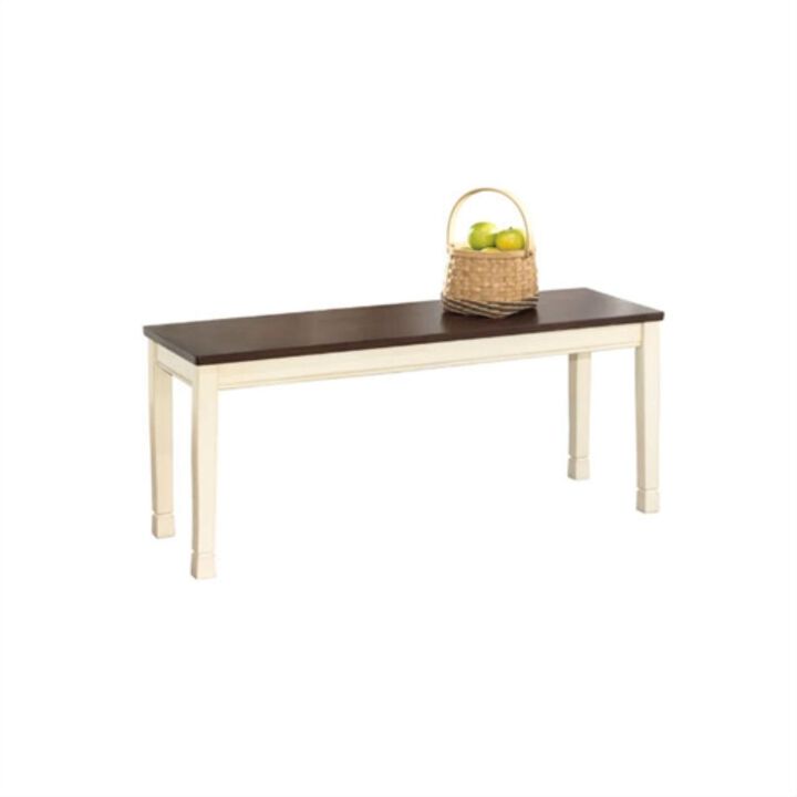 Hivvago Kitchen Seating Wooden Bench in White and Brown Finish