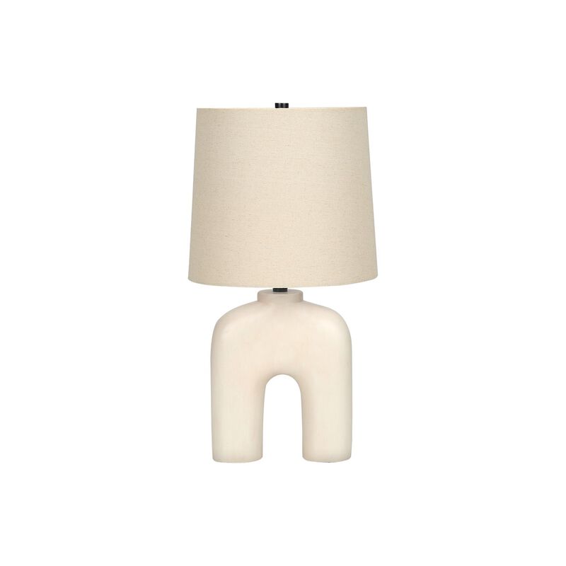 Monarch Specialties I 9728 - Lighting, 25"H, Table Lamp, Cream Resin, Beige Shade, Modern