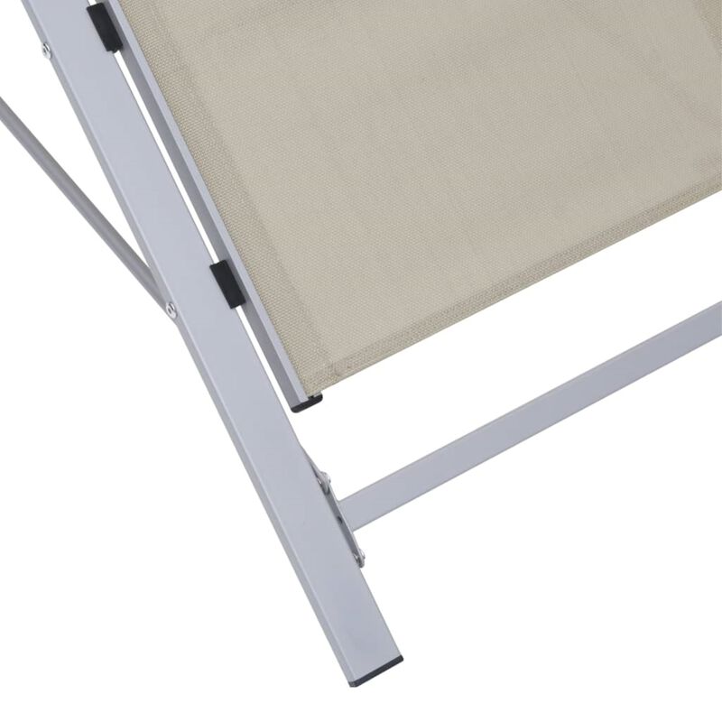 vidaXL Patio Sunlounger - Comfortable, Weather-Resistant, Cream Color Textilene with Aluminum and Steel Frame, Ergonomic Design, Perfect for Garden, Beach, and Poolside Lounging