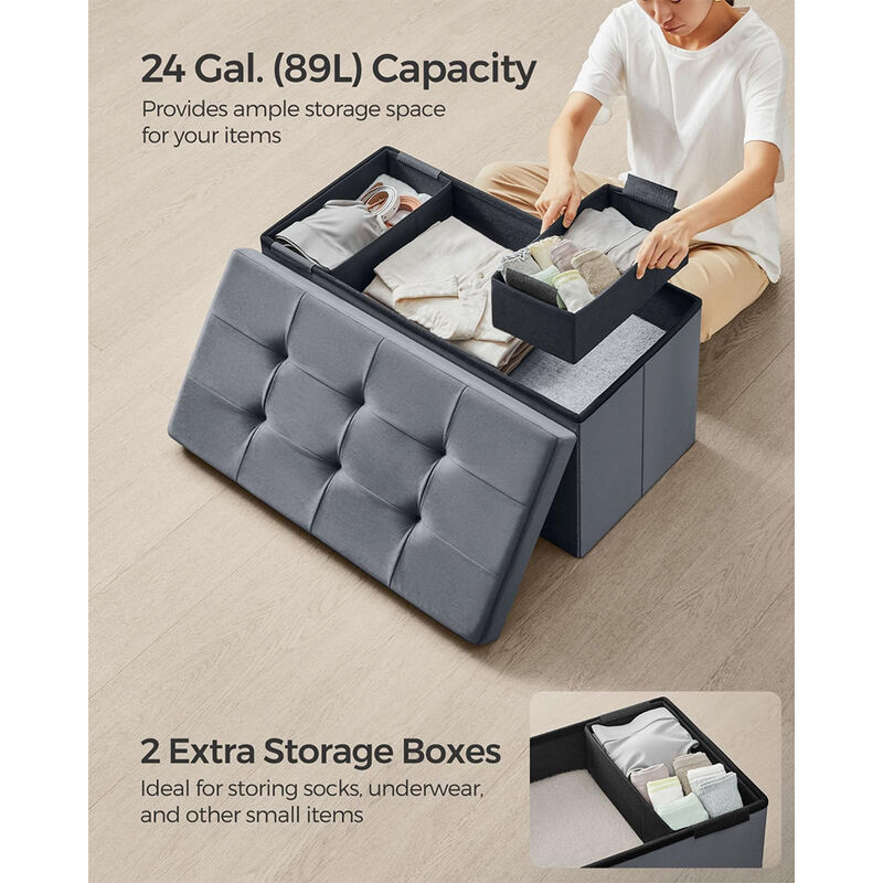 Foldable Storage Ottoman Bench for Space-Saving and Versatile Storage Solutions