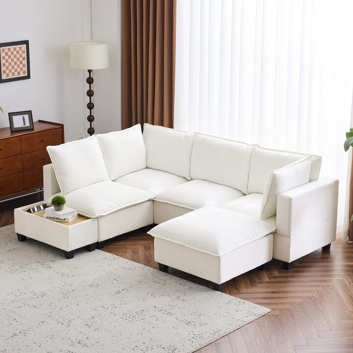 Merax Modular Chenille Sofa Couch with 1 Coffee Table