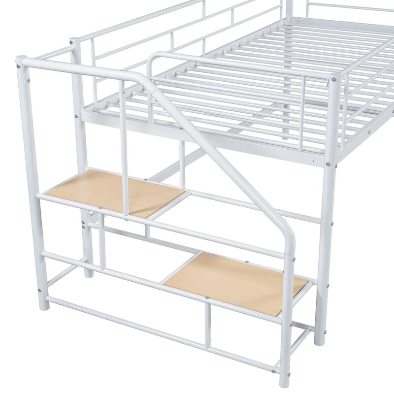 Merax Mid Loft Bed with Storage Stairs