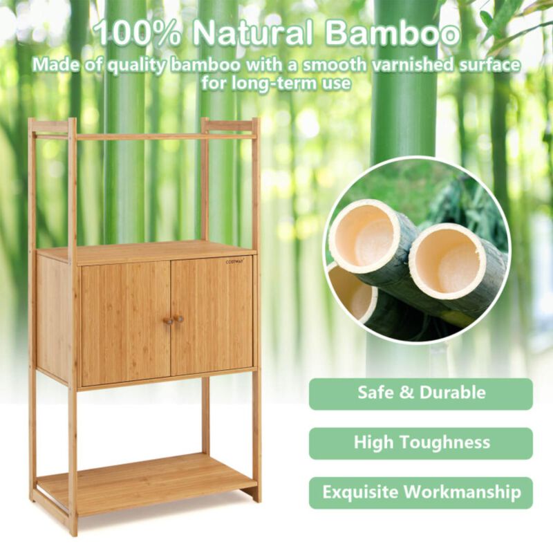 Hivvago Bathroom Bamboo Storage Cabinet with 3 Shelves-Natural