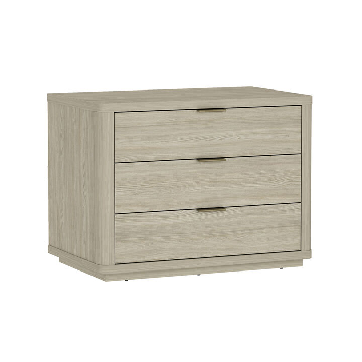 Evelyn Wide 3-Drawer Nightstands in Gray (Set of 2)