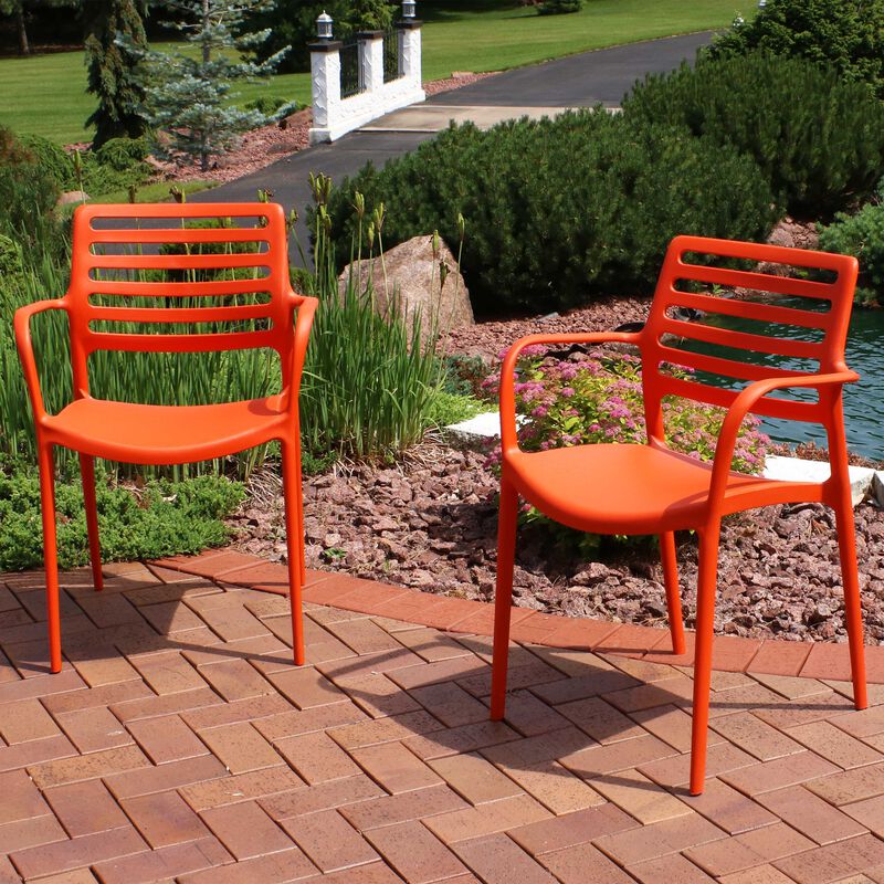 Sunnydaze Astana Plastic Slat-Back Patio Armchair