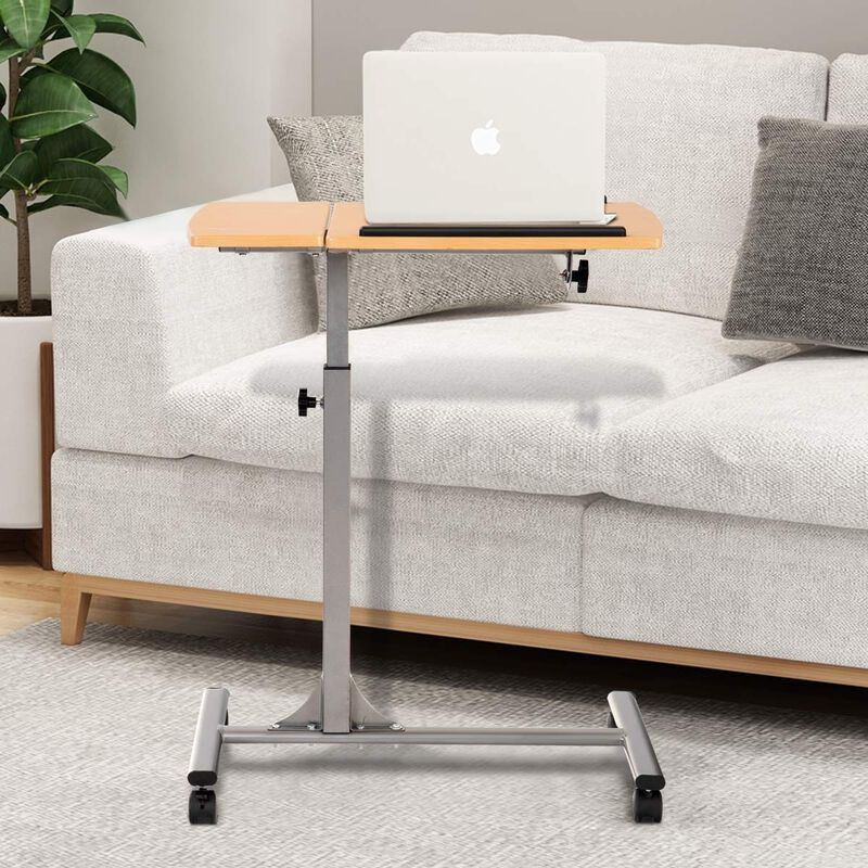 Hivvago Mobile Laptop Desk Cart on Wheels with Wood Top