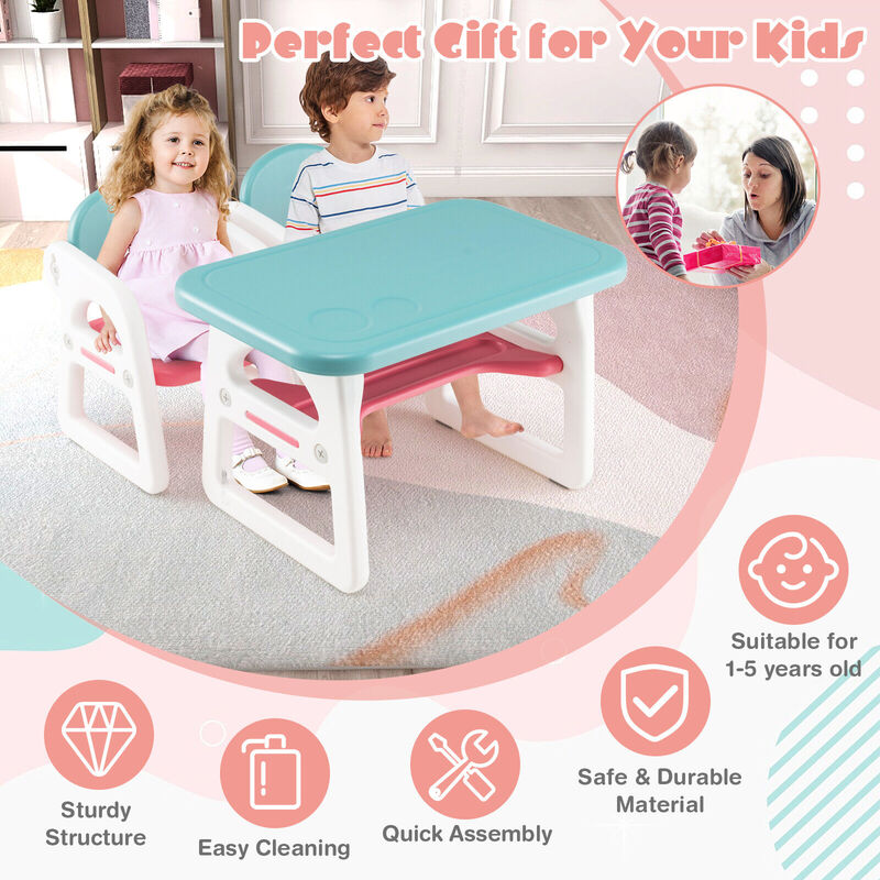 Kids Table and Chair Set with Building Blocks