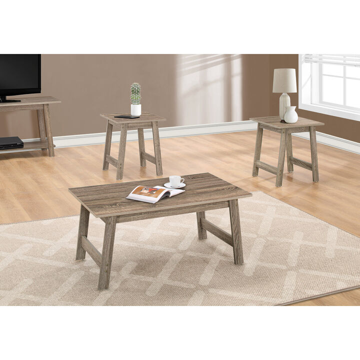 Monarch Specialties I 7931P Table Set, 3pcs Set, Coffee, End, Side, Accent, Living Room, Laminate, Brown, Transitional