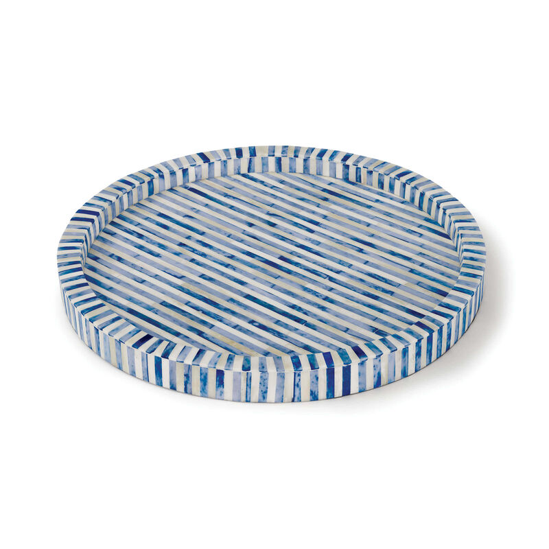 Bone and Indigo Tray Round