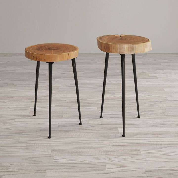 Jofran Global Archive Flat-Pack Wood and Iron Accent Tables (Set of 2)