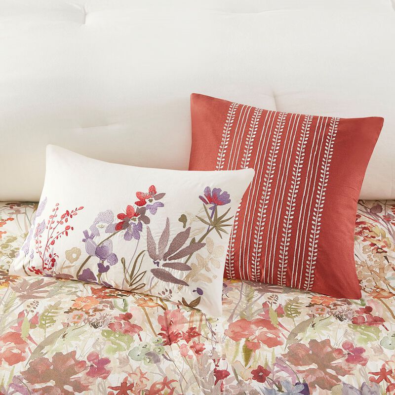 Gracie Mills Millicent 7-Piece Watercolor Floral Cotton Comforter Set