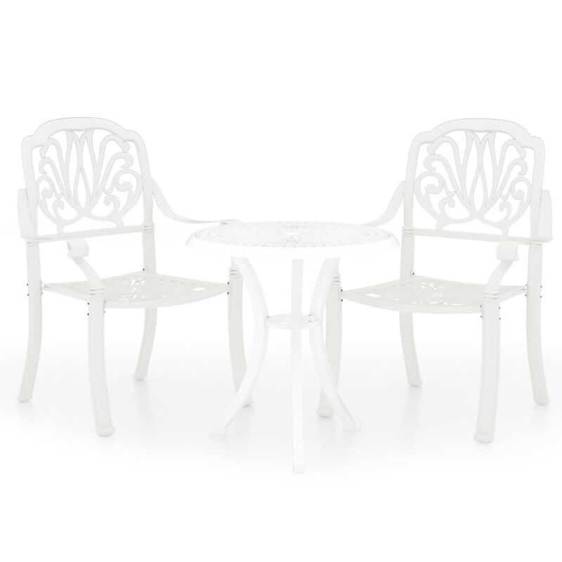 vidaXL 3 Piece Bistro Set Cast Aluminum White