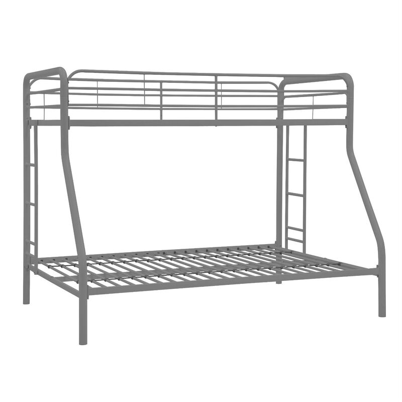 Hivvago Twin over Full size Sturdy Metal Bunk Bed in Silver Finish