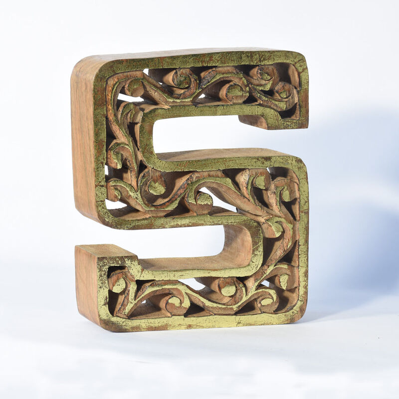 Vintage Natural Gold Handmade Eco-Friendly "S" Alphabet Letter Block For Wall Mount & Table Top Décor