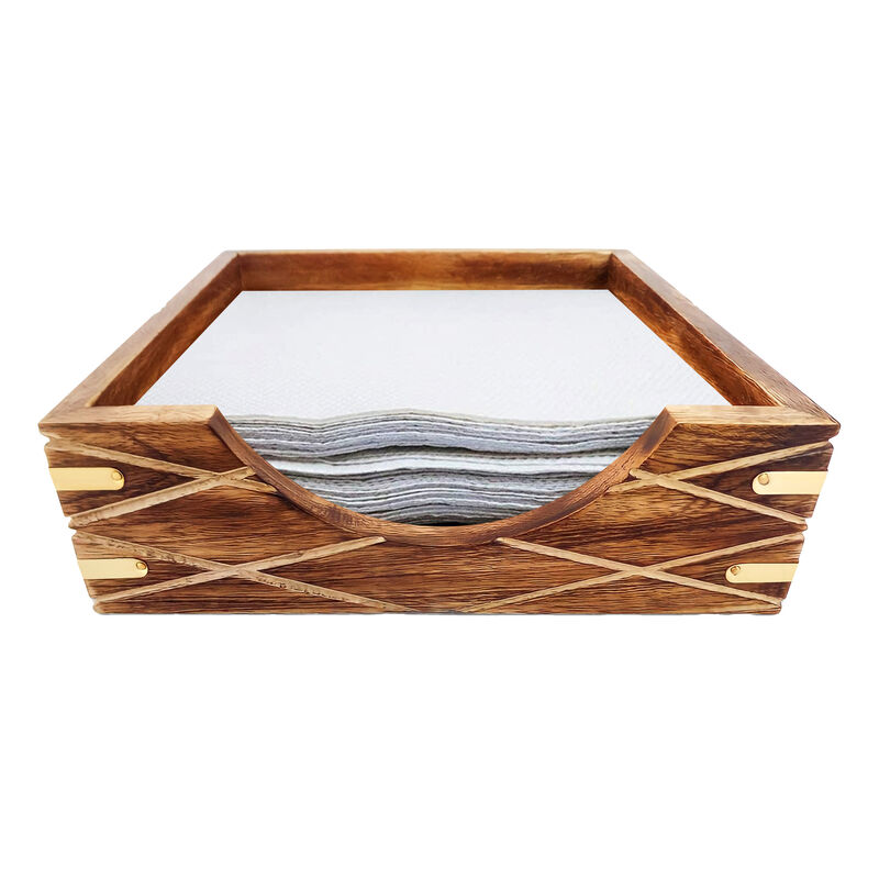 Tabletop Decorative Wood Napkin Holder for Kitchen, Dining Table and Counter Tops