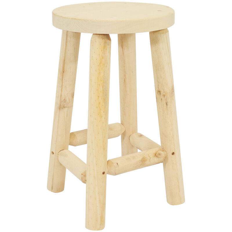 Sunnydaze Rustic Unfinished Fir Wood Indoor Backless Counter-Height Stool