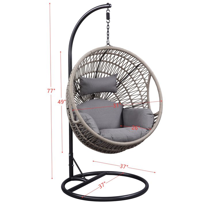 Vinnie Patio Swing Chair with Stand, Fabric & Rope (1Set/3Ctn)