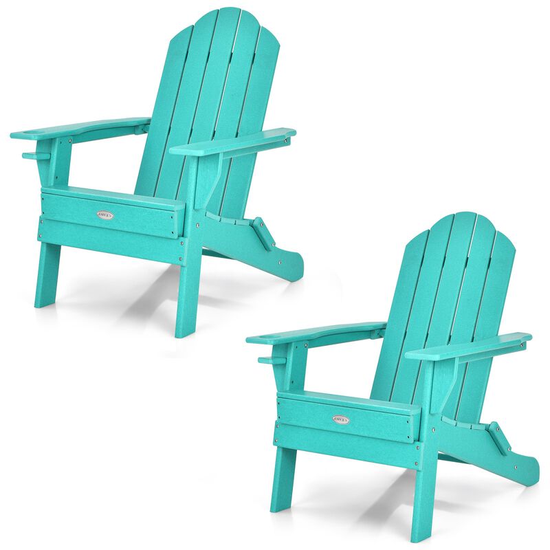 Foldable Weather Resistant Patio Chair with Built-in Cup Holder