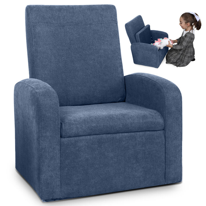 Upholstered Kids Recliner Chair with Built-In Side Storage