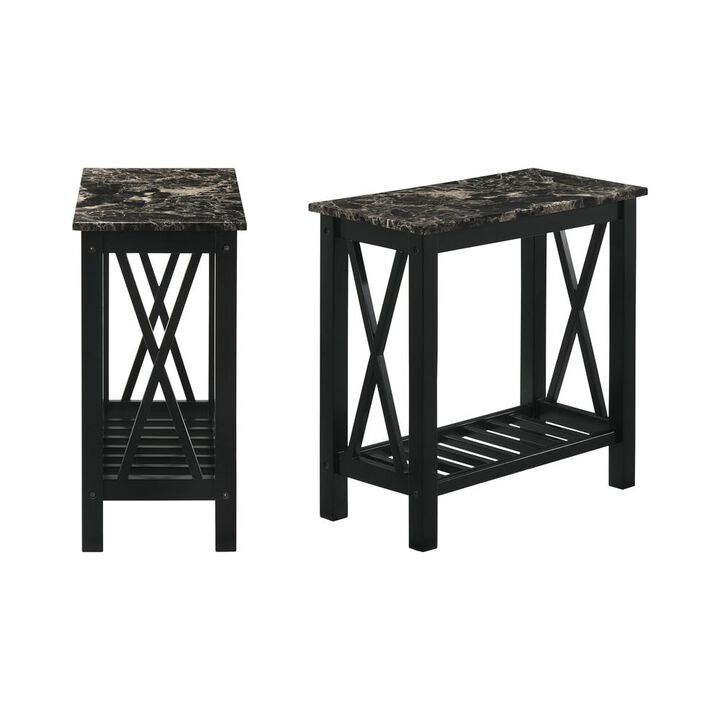 New Classic Furniture Eden Black Wood End Table with Faux Marble Top (Set of 2)