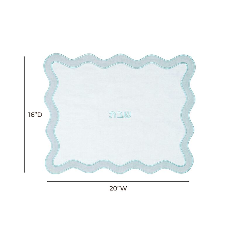 TOV Sea Blue Wavy Challah Cover