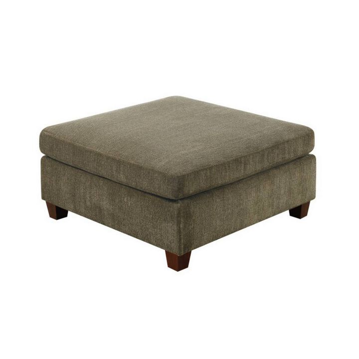 37 Inches Fabric Upholstered Wooden Ottoman, Taupe Brown-Benzara