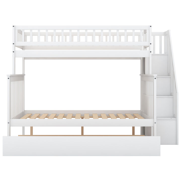 Twin Over Full Bunk Bed With Trundle And Staircase