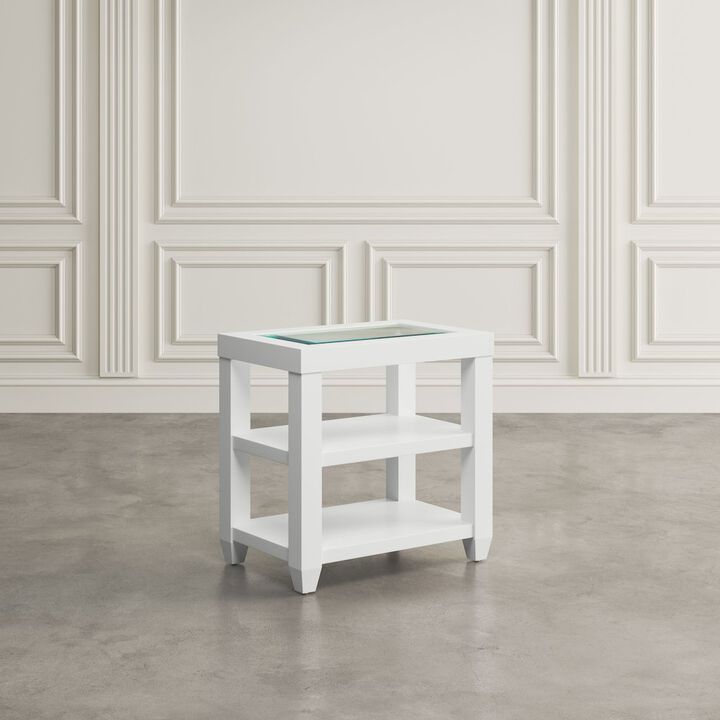 Jofran Urban Icon Contemporary Glass Inlay End Table with Storage