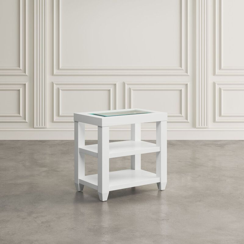 Jofran Urban Icon Contemporary Glass Inlay End Table with Storage