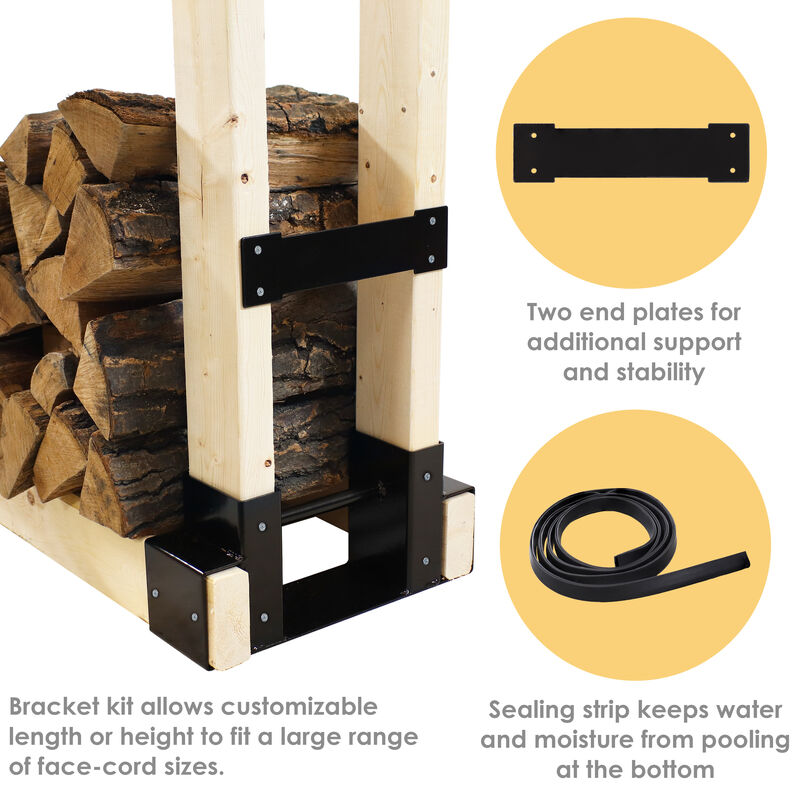 Sunnydaze Steel Adjustable Firewood Log Rack Bracket Kit - Set of 3