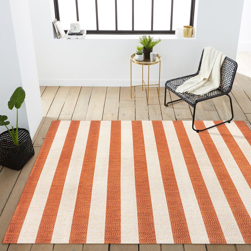 Negril Two Tone Wide Stripe Indoor/Outdoor Area Rug