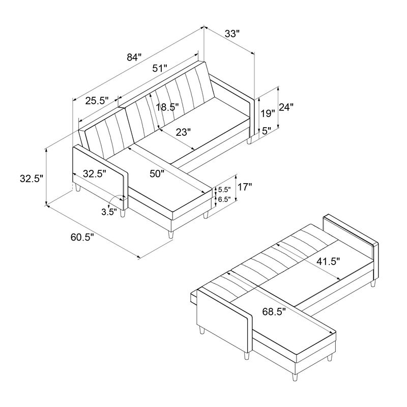 Karen Futon Sectional with Storage