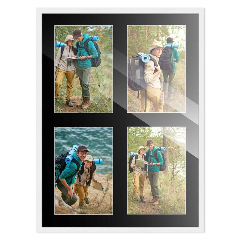 10x14 Wood Collage Frame with Black Mat For 4 4x6 Pictures