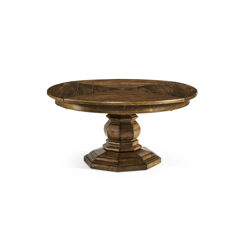 Country Walnut Round Extendable Dining Table