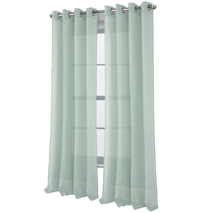 RT Designers Collection Dexter Linen Texture Grommet Sheer Light Filtering Window Curtain Panel 54" x 90" Teal