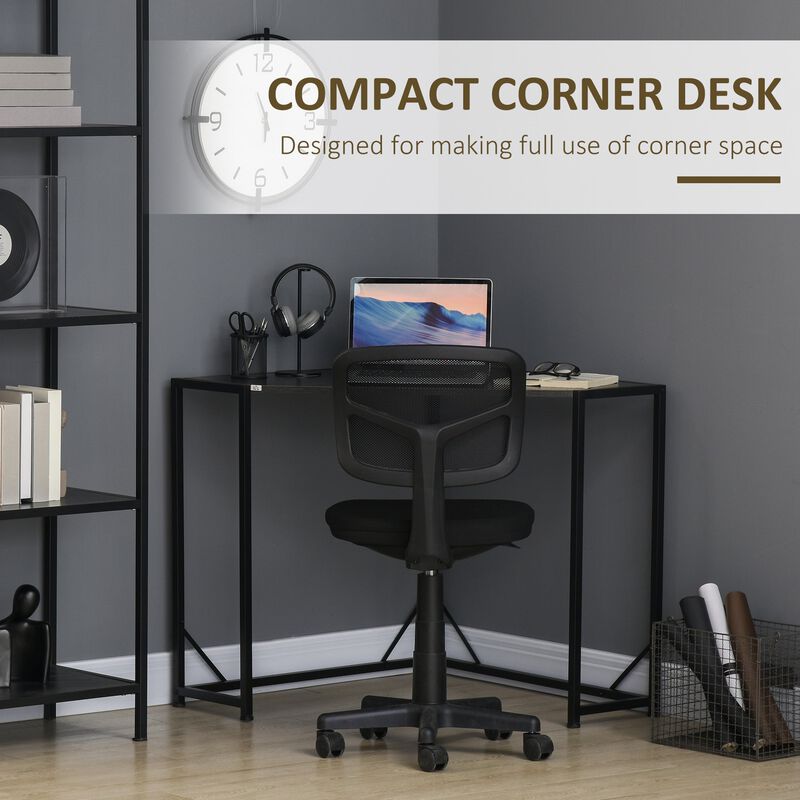 Small Corner Desk & Small Corner Computer Desk with Strong Metal Frame, Corner Writing Desk