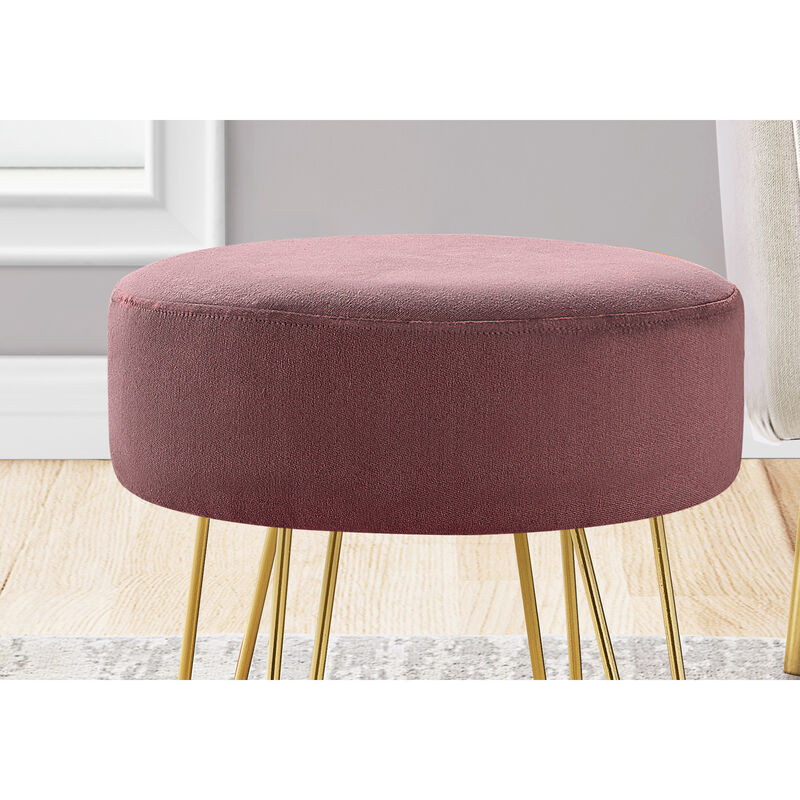 Monarch Specialties I 9000 Ottoman, Pouf, Footrest, Foot Stool, 14" Round, Fabric, Metal Legs, Contemporary, Modern