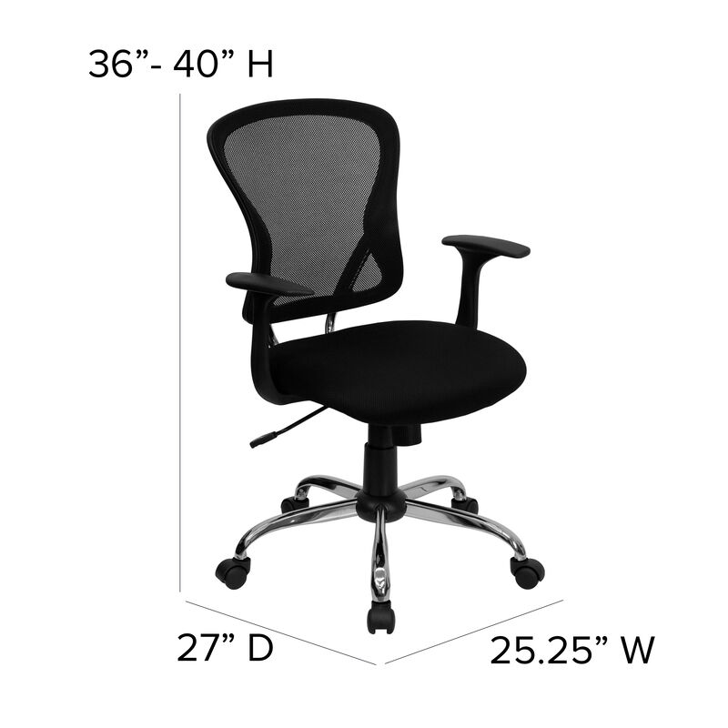 Alfred Mid-Back Blue Mesh Swivel Task Office Chair with Chrome Base and Arms