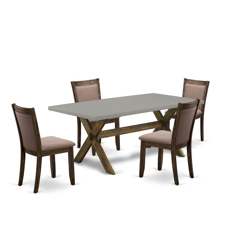 East West Furniture X797MZ748-5 5Pc Dining Set - Rectangular Table and 4 Parson Chairs - Multi-Color Color
