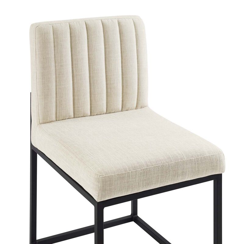 Carriage Channel Tufted Sled Base Upholstered Fabric Dining Chair-Benzara