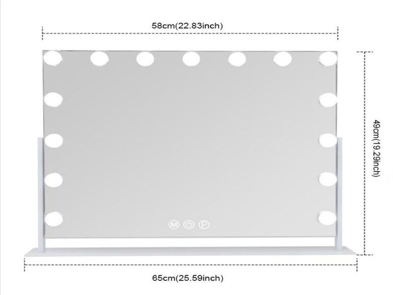 23''x19'' Vanity Mirror with Lights 15 Blubs 360°Rotation