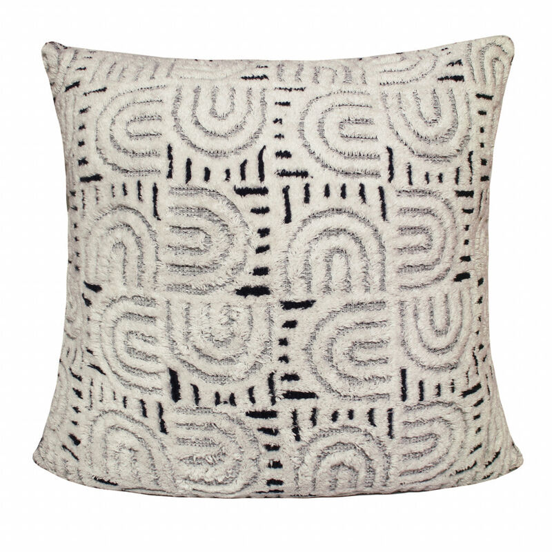 Homezia Set Of Two 30" X 30" White Geometric Zippered 100% Cotton Throw Pillow