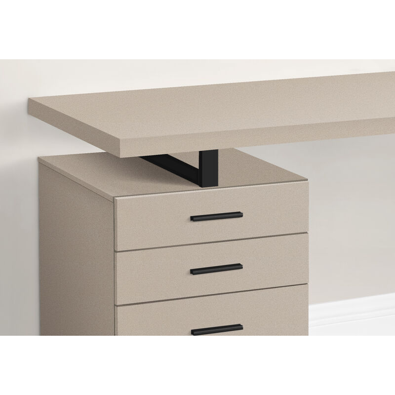 Monarch Specialties I 7644 Computer Desk, Home Office, Laptop, Left, Right Set-up, Storage Drawers, 48"L, Work, Metal, Laminate, Beige, Black, Contemporary, Modern