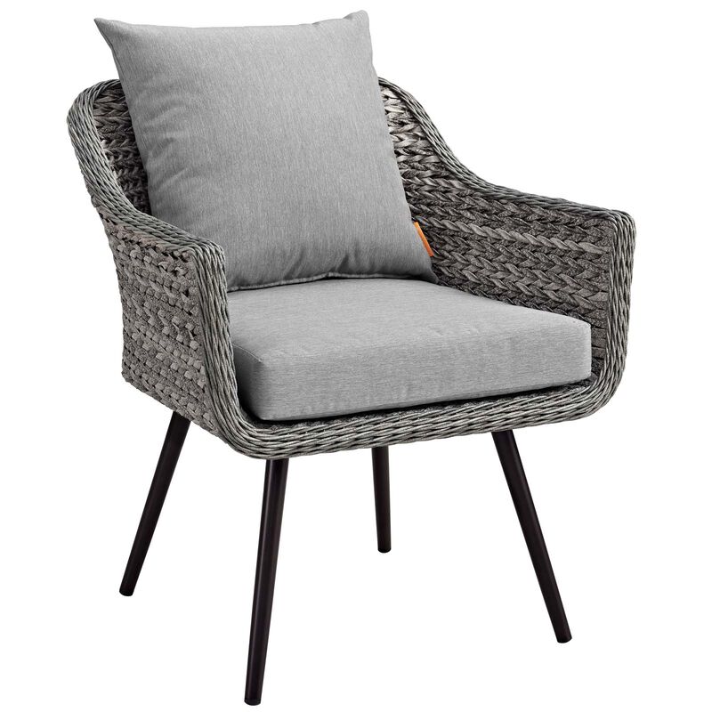 Modway - Endeavor 5 Piece Outdoor Patio Wicker Rattan Loveseat Armchair Coffee + Side Table Set Gray Gray